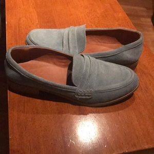 Light blue Swede loafers